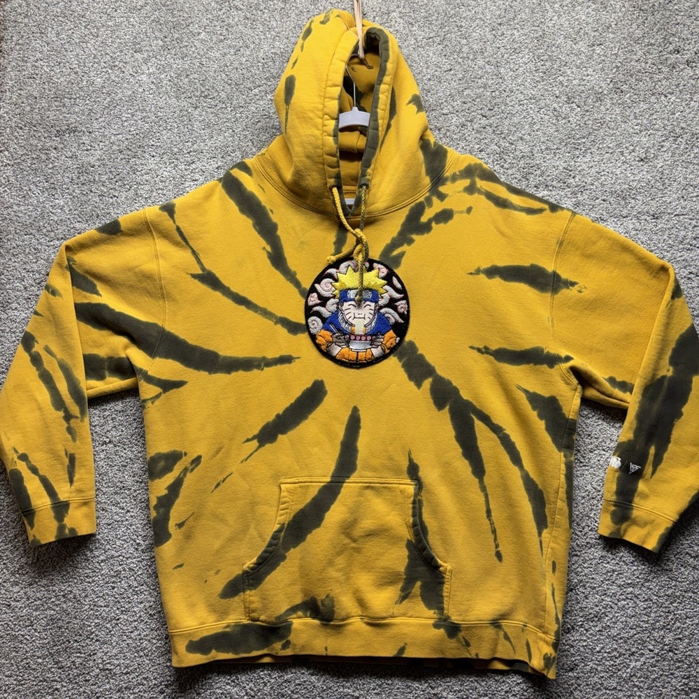 Hypland X Naruto Ramen Chenille Tie Dye Hoodie Size 3XL Yellow Heavyweight EUC